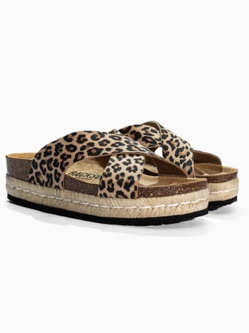 BACKSUN Leren slippers "Milano" lichtbruin