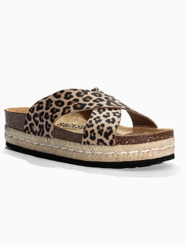 BACKSUN Leren slippers "Milano" lichtbruin
