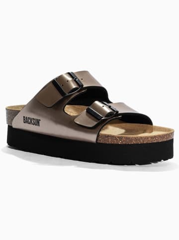 BACKSUN Leren slippers "Maldives" bruin