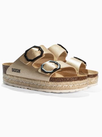 BACKSUN Leren slippers "Gwana" beige