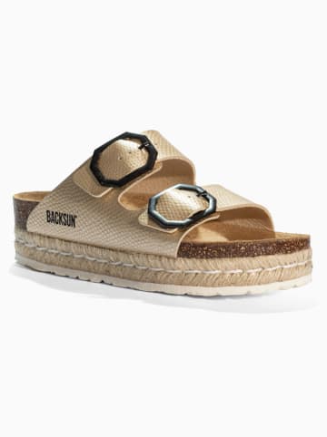 BACKSUN Leren slippers "Gwana" beige