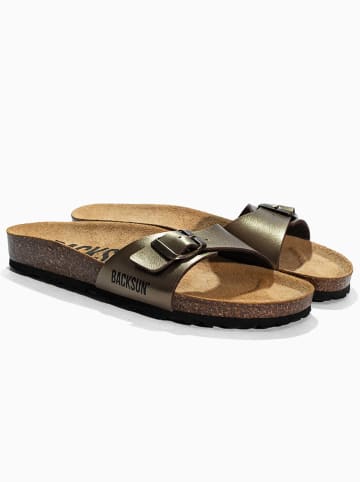 BACKSUN Leren slippers "Paris" lichtbruin