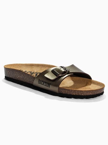 BACKSUN Leren slippers "Paris" lichtbruin