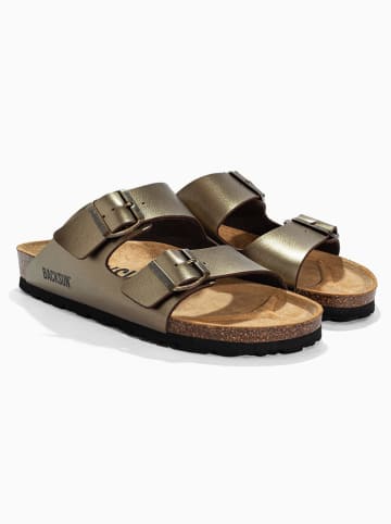 BACKSUN Leren slippers "Bali" lichtbruin