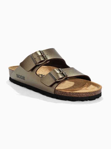 BACKSUN Leren slippers "Bali" lichtbruin