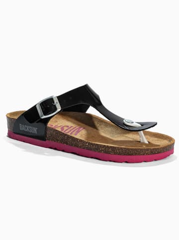 BACKSUN Leren teenslippers "Singapore" zwart