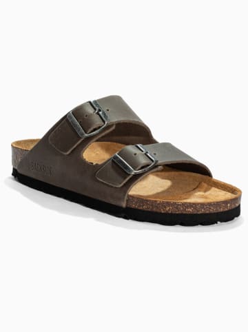 BACKSUN Leder-Pantoletten "Bali" in Braun