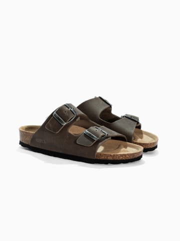 BACKSUN Leder-Pantoletten "Bali" in Braun