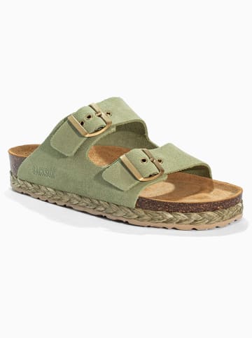 BACKSUN Leren slippers "Bali" groen