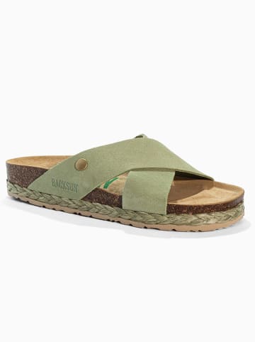 BACKSUN Leren slippers "Lauren" groen
