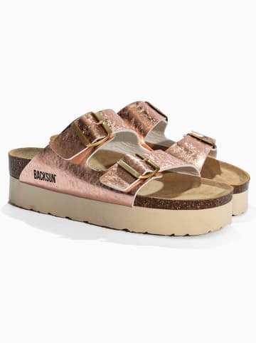 BACKSUN Leder-Pantoletten "Bali" in Roségold