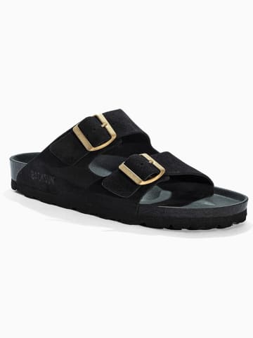 BACKSUN Leren slippers "Bali" zwart