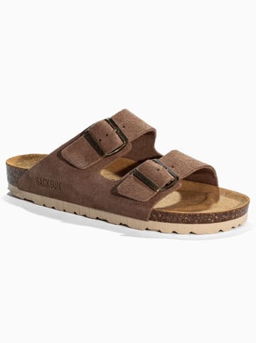 BACKSUN Leren slippers "Bali" lichtbruin
