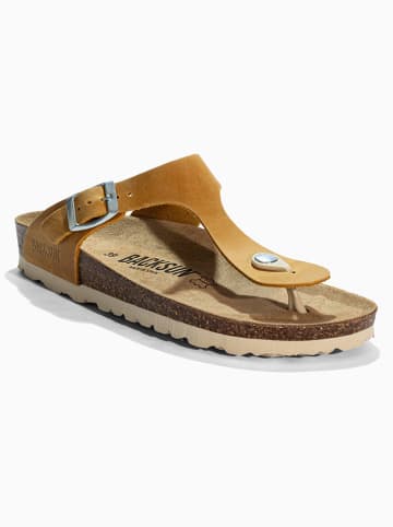 BACKSUN Skórzane japonki "Singapore" w kolorze żółtym