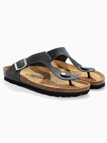 BACKSUN Leren teenslippers "Singapore" grijs