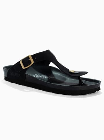 BACKSUN Leren teenslippers "Singapore" zwart