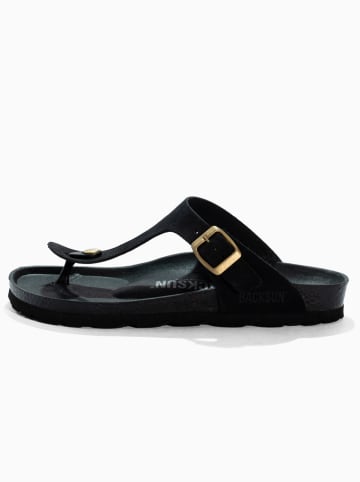 BACKSUN Leder-Zehentrenner "Singapore" in Schwarz