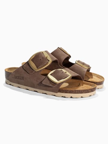 BACKSUN Skórzane klapki "Londrina" w kolorze jasnobrązowym