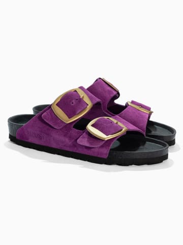 BACKSUN Leder-Pantoletten "Londrina" in Lila