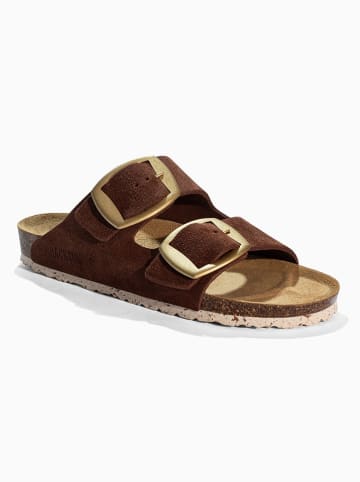 BACKSUN Leren slippers "Londrina" lichtbruin