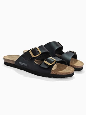 BACKSUN Leren slippers "Hasard" zwart