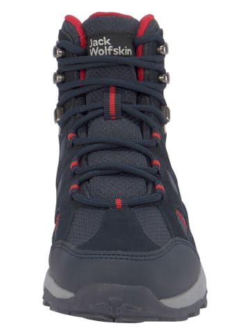 Jack Wolfskin Leren trekkingschoenen "Trail Hiker Texapore Mid" donkerblauw/rood