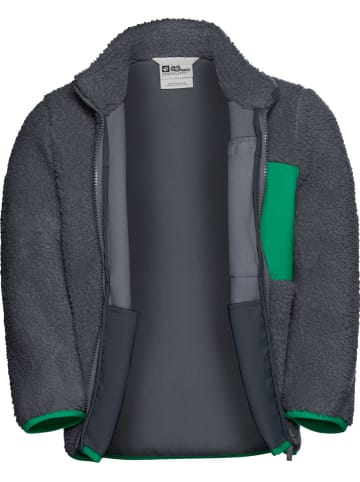 Jack Wolfskin Kurtka polarowa "Ice Curl" w kolorze antracytowo-zielonym