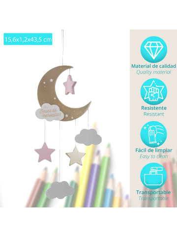 WellHome for Kids Zawieszka w kolorze jasnobrązowo-szaro-różowym - 15,6 x 43,5 x 1,2 cm