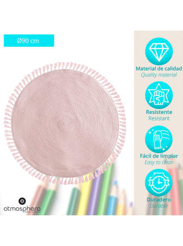 WellHome for Kids Kurzflor-Teppich in Rosa - Ø 90 cm