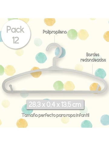 WellHome for Kids 12-delige set: kledinghangers grijs - (L)13,5 x (B)28,3 cm