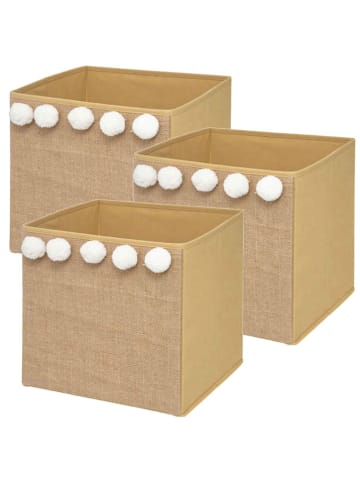 WellHome for Kids 3er-Set: Aufbewahrungsboxen in Beige - (B)29 x (H)29 x (T)29 cm