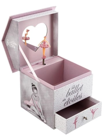 WellHome for Kids Spieluhr-Schmuckschatulle in Weiß/ Rosa - (B)14,3 x (H)16 x (T)14,2 cm