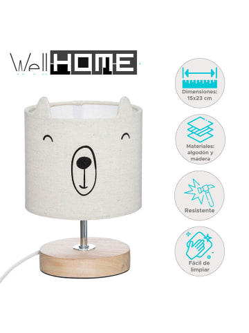 WellHome for Kids Lampa stołowa w kolorze białym - wys. 23 x Ø 15 cm