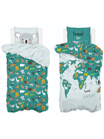 WellHome for Kids Komplet pościeli "Mapa" w kolorze zielonym
