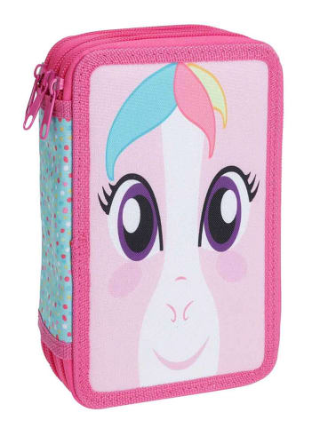 WellHome for Kids Piórnik w kolorze różowo-jasnoróżowym z akcesoriami - 13 x 21 x 6,5 cm