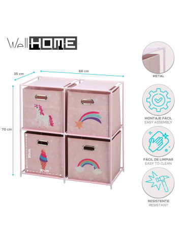 WellHome for Kids Aufbewahrungsregal in Rosa - (B)68 x (H)70 x (T)35 cm