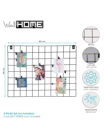 WellHome for Kids Tablica memo LED w kolorze czarnym - 45 x 60 cm
