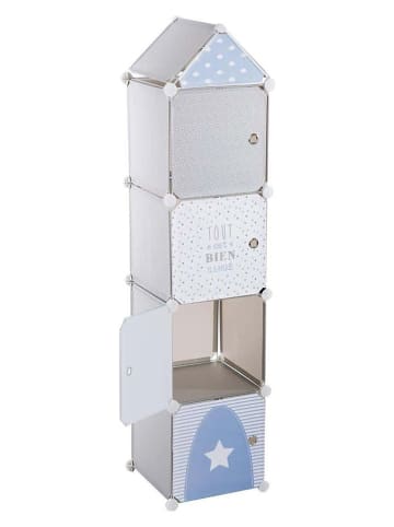 WellHome for Kids Staande kast grijs/lichtblauw - (B)34 x (H)139 x (D)31,5 cm