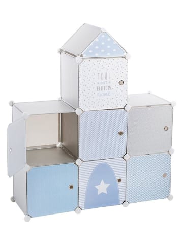 WellHome for Kids Ladekast lichtblauw/wit/grijs - (B)95,5 x (H)109 x (D)32 cm