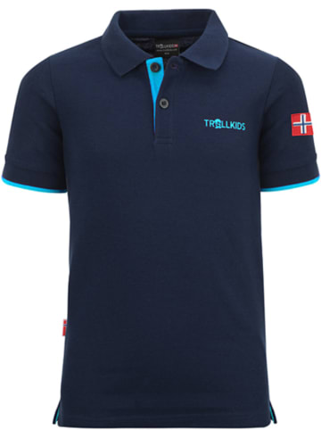 Trollkids Funkcyjna koszulka polo "Bergen XT" w kolorze granatowym