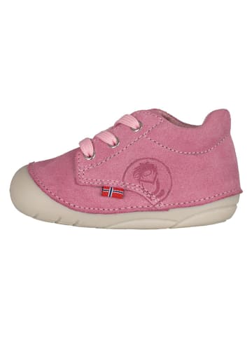 Trollkids Leder-Krabbelschuhe "Bjordal" in Rosa
