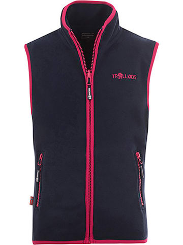 Trollkids Fleece bodywarmer "Arendal" donkerblauw/fuchsia