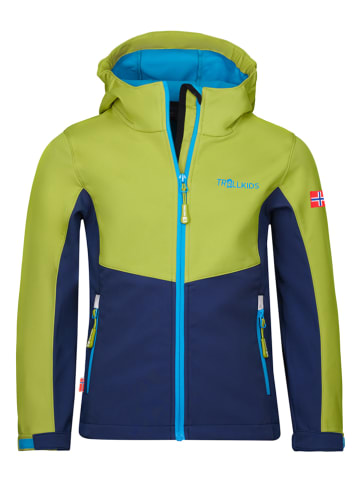 Trollkids Softshelljacke "Kristiansand" in Grün/ Dunkelblau
