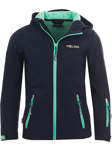 Trollkids Softshelljacke "Oslofjord" in Dunkelblau/ Türkis