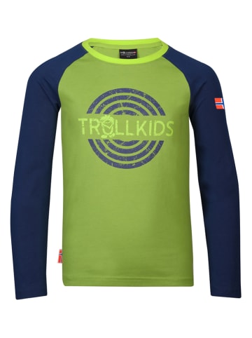 Trollkids Longsleeve "Preikestolen" in Dunkelblau/ Grün