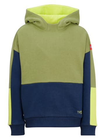 Trollkids Hoodie "Rondane" groen/donkerblauw