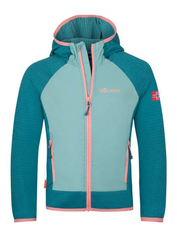 Trollkids Hybride fleece vest "Seiland" lichtblauw/lichtroze