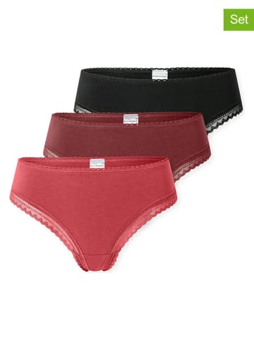 Schiesser Stringi (3 pary) w kolorze czerwono-czarnym