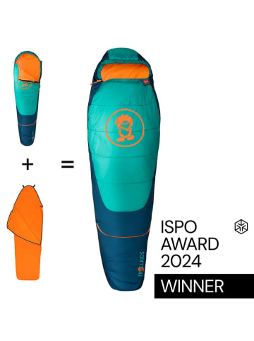 Trollkids Schlafsack "Femund" in Grün/ Orange/ Dunkelblau