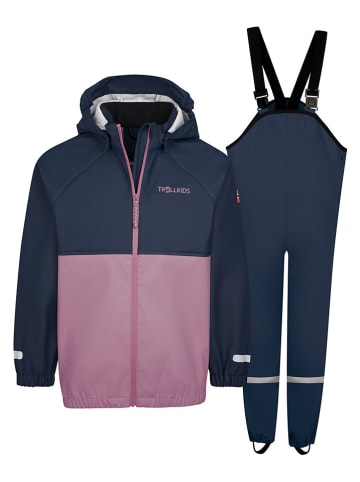 Trollkids 2-delige regenoutfit "Odda" donkerblauw